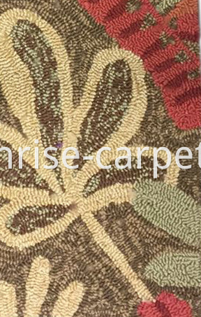Hand Hooked Carpet Brown and Beige